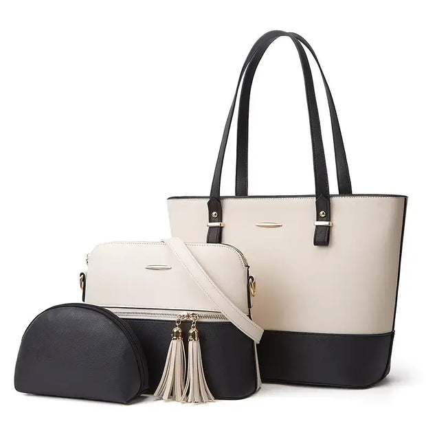 Women's Fashion PU Handbag and Crossbody Bag Set