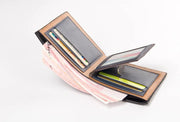 Men's Short Wallet with Wood Grain Design, Stylish Wallet