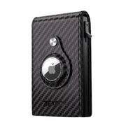Airtag Wallet RFID Blocking Minimalist Leather Wallet Ultra-Thin Leather Airtag Wallet with Smart Pop-Up Card Holder (Carbon Black)…