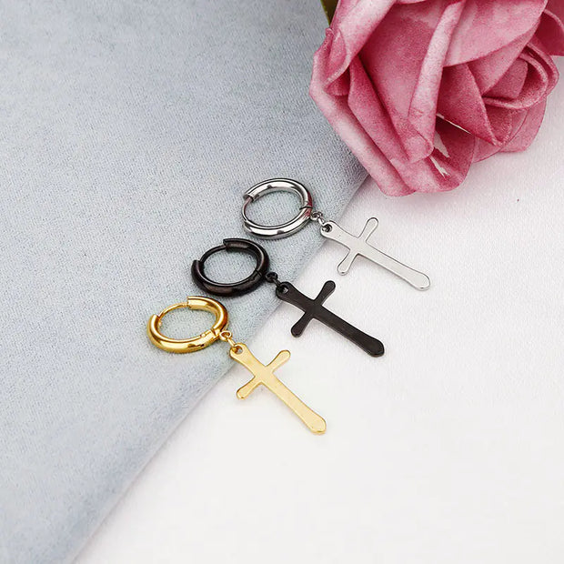 Cross Titanium Steel Men's Earrings
