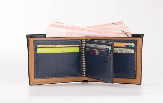 Men's Short Wallet with Wood Grain Design, Stylish Wallet