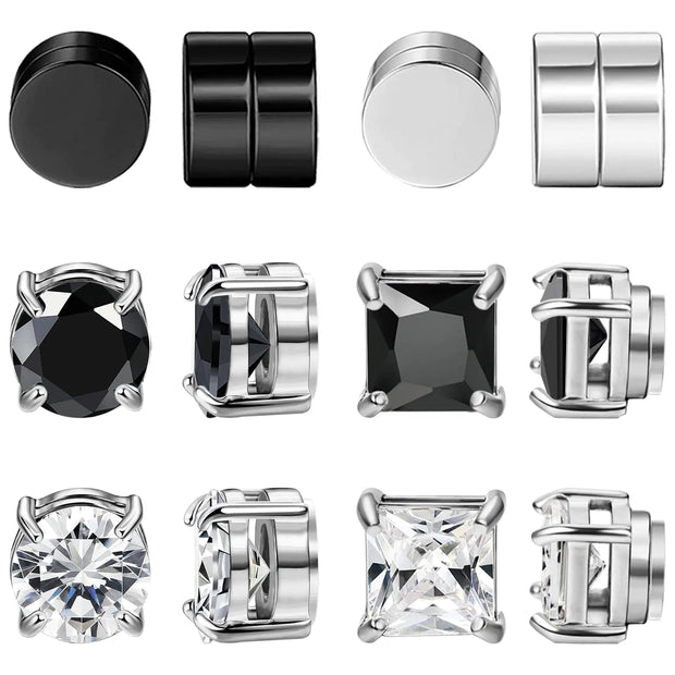 6 Pair of Stainless-Steel Magnetic Stud Earrings