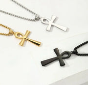 Titanium Steel Egyptian Cross Men's Necklace