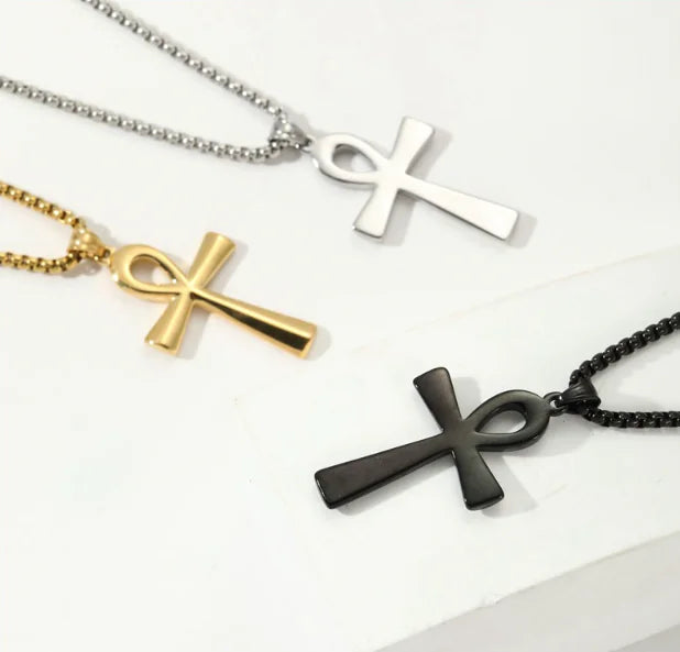 Titanium Steel Egyptian Cross Men's Necklace