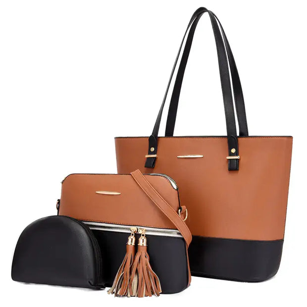 Women's Fashion PU Handbag and Crossbody Bag Set